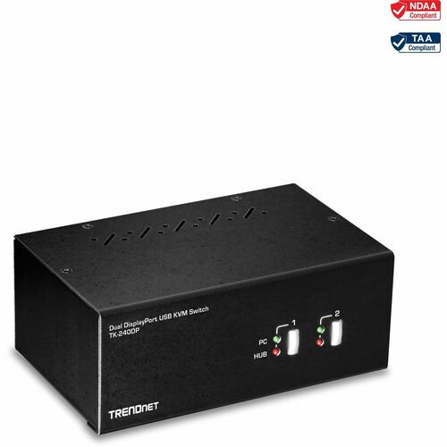 TRENDnet TK-240DP KVM Switchbox - TAA Compliant - 2 Computer(s) - 1 Local User(s) - 3840 x 2160 - 2 - 6 x USB - 6 x Displa