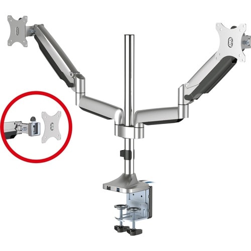 SIIG Dual Monitor Gas Spring Desk Mount with USB Port - 17" to 32" - VESA 75x75 & 100x100 - Supports Up to 19.8 lbs which 