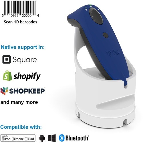 Dispositivo de mano Escaner de código de barras Socket Mobile SocketScan S700 - Azul, Blanco - Inalámbrico Conectividad - 