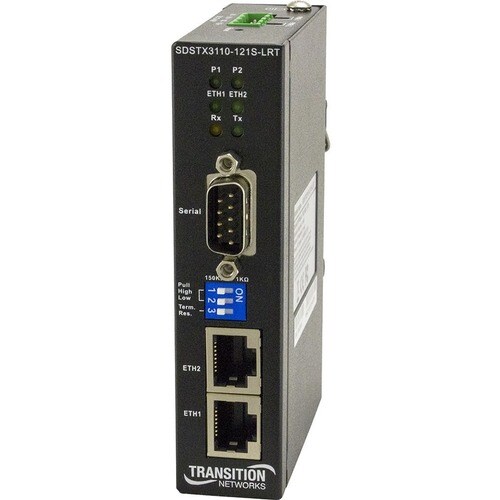 Transition Networks Hardened Slim Serial Device Server - 2 x Network (RJ-45) - 1 x Serial Port - 10/100Base-TX - Fast Ethe