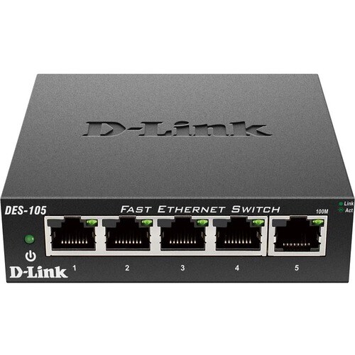 D-Link DES-105 5-Port 10/100 Desktop Switch - 5 x 10/100Base-TX