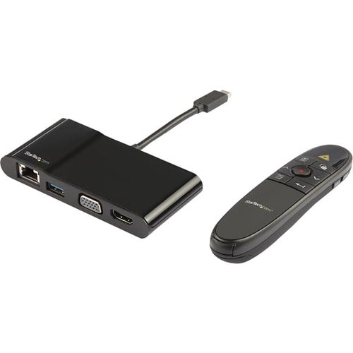 StarTech.com USB-C Multiport Adapter with Wireless Presentation Remote - Mac or Windows - VGA or 4K HDMI - With Gigabit Et