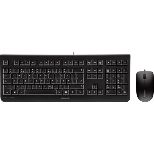 CHERRY DC 2000 Tastatur & Maus - QWERTZ - Deutsch - 1 Paket - Kabel USB, Schwarz - Optische, Kabel, USB, 1200 dpi Bewegung