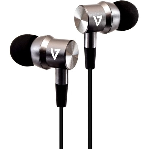 V7 Noise Isolating Stereo Earbuds with Microphone - Stereo - Mini-phone (3.5mm) - Wired - 32 Ohm - 20 Hz - 20 kHz - Earbud