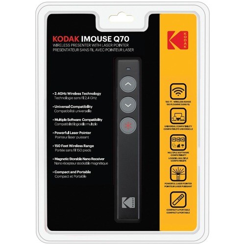 Kodak IMOUSE Q70 Wireless Presenter With Laser Pointer - Laser - Wireless - Radio Frequency - 1 Pack - USB 2.0 PRESENTER W