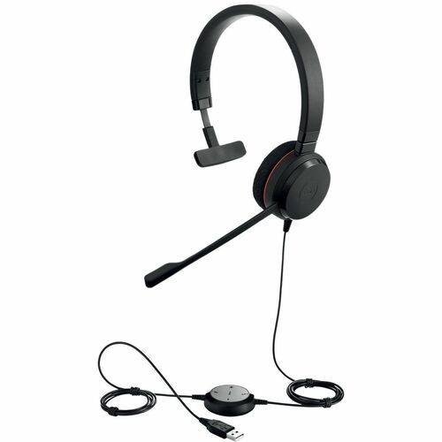 Jabra EVOLVE 20 有线 头戴式 Mono 耳机 - 黑 - 单声道 - 上耳式 - 降噪 麦克风 - 降噪 - USB