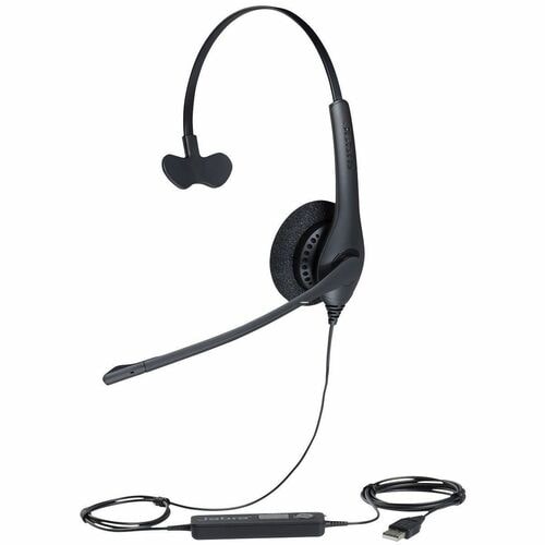 Jabra BIZ 1500 有线 头戴式 Mono 耳机 - 黑 - 单声道 - 上耳式 - 32 欧姆 - 20 Hz 到 6.80 kHz - 230 cm 线缆 - 降噪 - USB