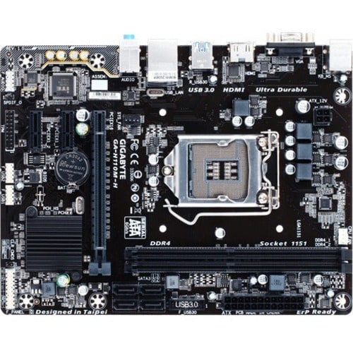 Gigabyte Ultra Durable GA-H110M-H Desktop Motherboard - Intel H110 Chipset - Socket H4 LGA-1151 - Micro ATX - Core i7 Proc