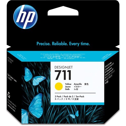 HP 711 Original Inkjet Ink Cartridge - Tri-pack - Yellow - 3 / Pack - Inkjet - 3 / Pack