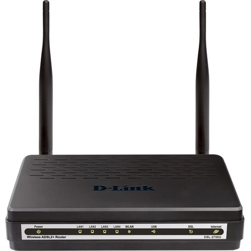 D-Link DSL-2750U Wi-Fi 4 IEEE 802.11n ADSL2+ Modem/Wireless Router - 2.40 GHz ISM Band - 2 x Antenna(2 x External) - 37.50