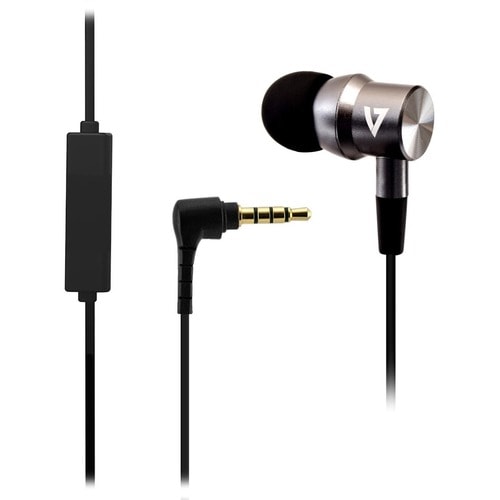 V7 HA111-3EB Wired Earbud Stereo Earset - Silver - Binaural - In-ear - 32 Ohm - 20 Hz to 20 kHz - 120 cm Cable - Mini-phon