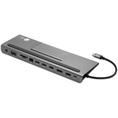 SIIG Aluminum USB-C MST Video Docking Station with 100W PD - Triple Display All-in-One Docking Station With Laptop Stand F