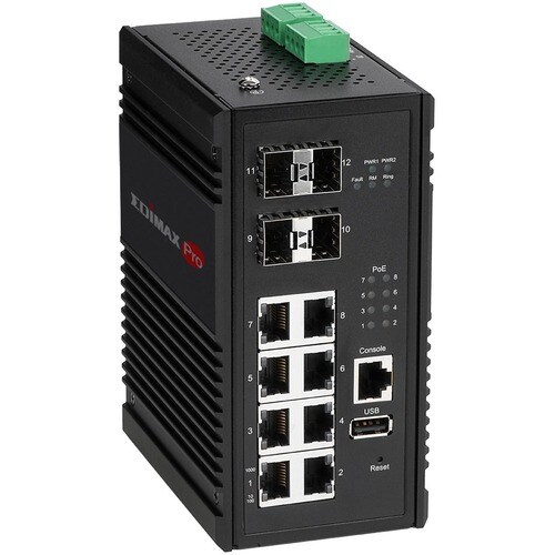 Switch Ethernet Edimax 8 Porte Gestibile - 1000Base-X - 2 Layer supportato - Modular - 4 Slot SFP - Fibra ottica, Coppia i