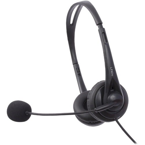 LINDY Kabel Kopfbügel Stereo Headset - Schwarz - Binaural - Ohrumschließend - 20 Hz bis 20 kHz Frequenzgang - 185 cm Kabel