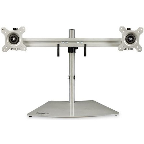 StarTech.com Dual Monitor Stand, Free Standing Desktop Pole Stand for 2x 24" (17.6lb/8kg) VESA Mount Displays, Height Adju