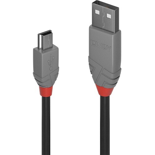 LINDY Anthra Line 2 m Mini USB/USB Data Transfer Cable - First End: 1 x USB 2.0 Type A - Male - Second End: 1 x Mini USB 2