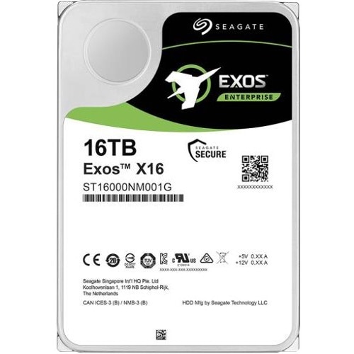Seagate Exos X16 ST16000NM001G 16 TB Hard Drive - Internal - SATA (SATA/600) - 7200rpm - 20 Pack 512E/4KN SATA 6GB/S