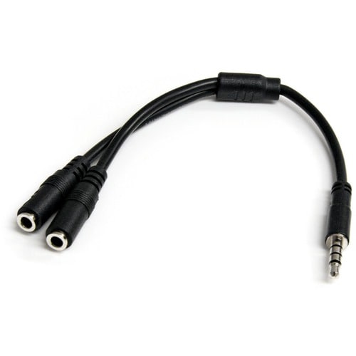 StarTech.com Adaptador de Audífonos con Micrófono Mini-Jack 3,5mm 4 pines a Conectores Separados de Audífonos y de Micrófo