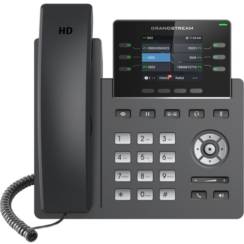 Grandstream IP Phone - Corded - Corded - Desktop - 3 x Total Line - VoIP - 2 x Network (RJ-45) - PoE Ports