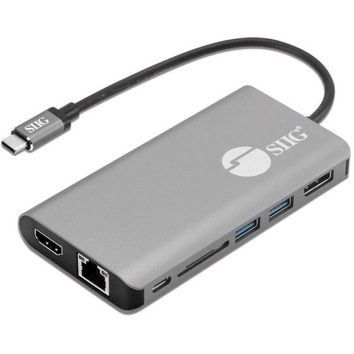 SIIG USB-C MST Video with Hub, LAN and PD 3.0 Docking - 7-in-1 MST Docking Station with 100W PD - MacOS for DP or HDMI Vid