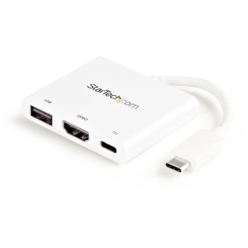USB-C TO 4K HDMI MULTIFUNCTION ADAPTER WITH POWER DELIVERY AND USB-A PORT - WHITE