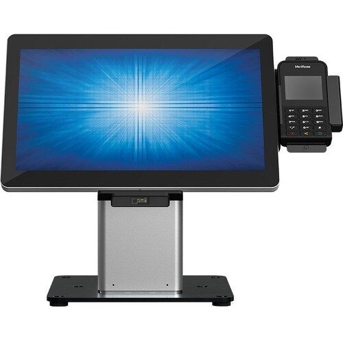 Elo Slim Desk Mount for Touchscreen Monitor, Cradle, Bar Code Reader, Fingerprint Reader, Webcam - Black, Silver - 55.9 cm
