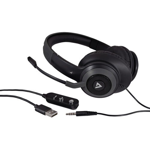 V7 Premium HC701 Wired Over-the-head, Over-the-ear Stereo Headset - Grey - Microsoft Teams Certification - Binaural - Circ