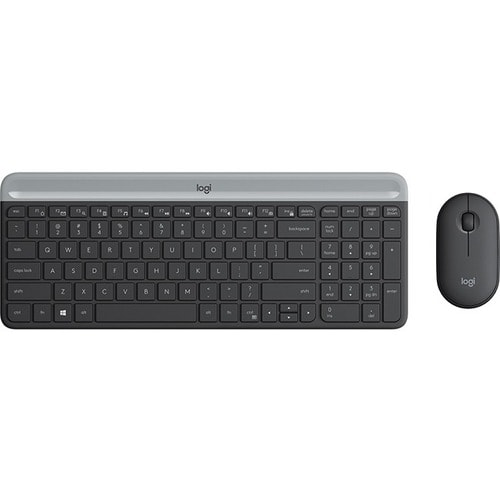 Logitech MK470 Slim Wireless Combo - USB Wireless RF - Graphite - USB Wireless RF - Optical - 1000 dpi - Scroll Wheel - Gr