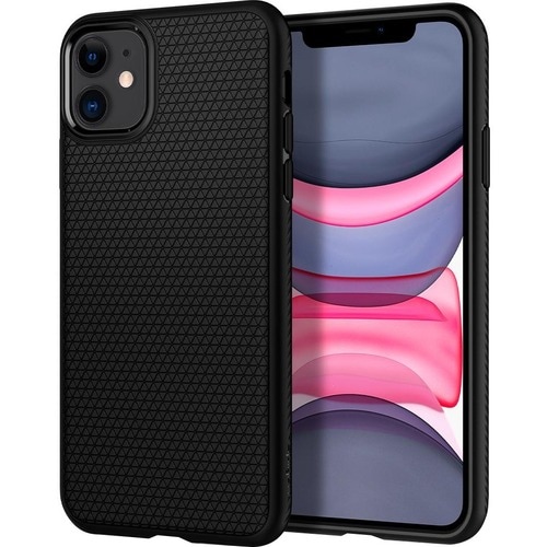 Spigen Liquid Air Case for Apple iPhone 11 Smartphone - Matte Black - Shock Absorbing - Thermoplastic Polyurethane (TPU), 