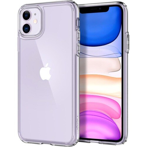 Spigen Ultra Hybrid Case for Apple iPhone 11 Smartphone - Crystal Clear - Thermoplastic Polyurethane (TPU), Polycarbonate