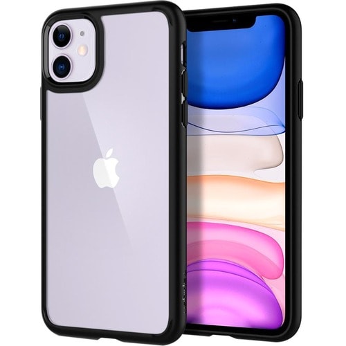 Spigen Ultra Hybrid Case for Apple iPhone 11 Smartphone - Matte Black - Thermoplastic Polyurethane (TPU), Polycarbonate