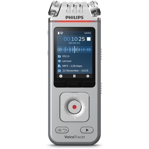 Philips VoiceTracer DVT4110 Audio Recorder for Lectures - 8 GB - Voice Activated - 3 Stereo Mics - up to 36 hours recordin