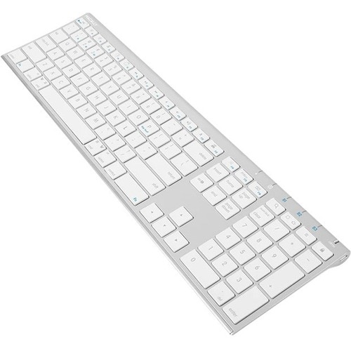 Macally Rechargeable Aluminum Quick Switch Bluetooth Keyboard For Three Devices - Wireless Connectivity - Bluetooth - 110 