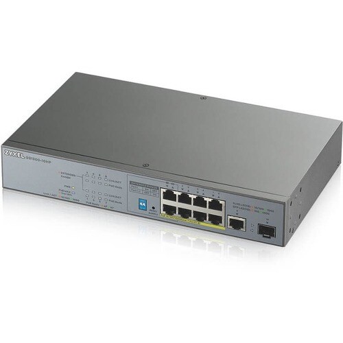 ZYXEL GS1300 GS1300-10HP 8 Ports Ethernet Switch - 2 Layer Supported - Modular - 1 SFP Slots - Twisted Pair, Optical Fiber