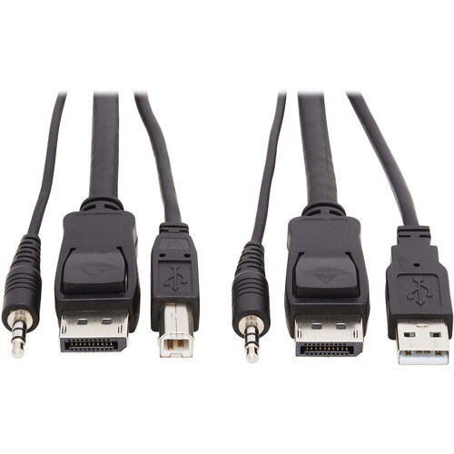 Tripp Lite by Eaton DisplayPort KVM Cable Kit 3 in 1 - 4K DisplayPort USB 3.5 mm Audio (3xM/3xM) 4:4:4 10 ft. (3.05 m) Bla