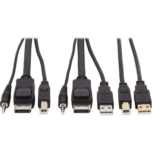 Eaton Tripp Lite Series DisplayPort KVM Cable Kit - DP, USB, 3.5 mm Audio (3xM/3xM) + USB (M/M), 4K, 4:4:4, 10 ft. (3.05 m