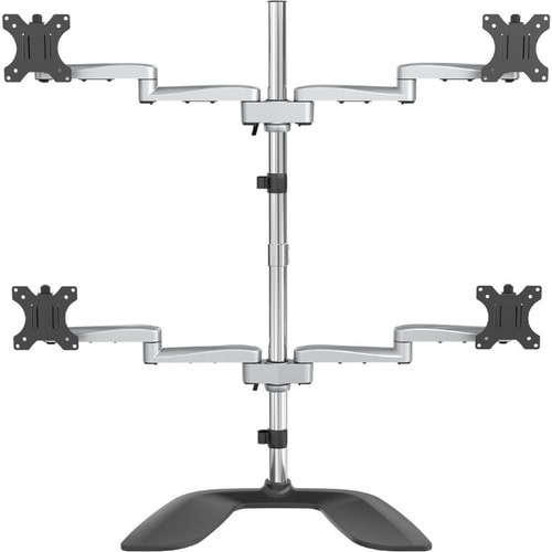 StarTech.com Quad Monitor Stand, Desktop VESA 4 Monitor Arm up to 32" (17.6lb/8kg) Screens, Ergonomic Articulating Pole Mo