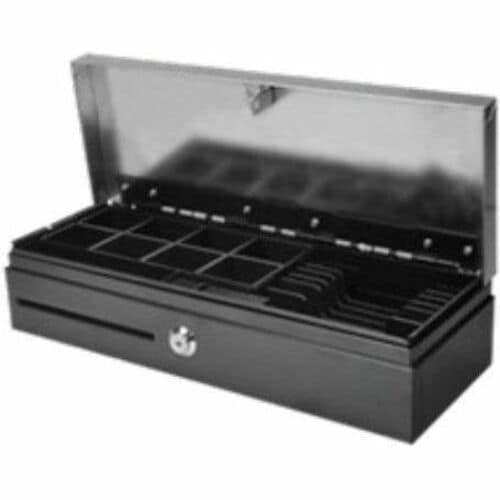 Tiroir-Caisse apg ECD460 - 7 Billet - 8 Pièce de monnaie - Connexion imprimante - Acier inoxydable - Noir - 100 mm Hauteur