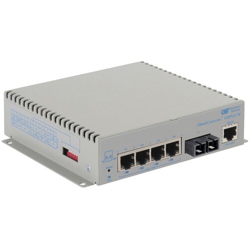 Omnitron Systems OmniConverter Managed Gigabit High Power 60W PoE, MM SC, RJ-45, Ethernet Fiber Switch - 4 x 10/100/1000BA