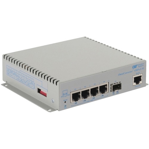 Omnitron Systems OmniConverter Managed Gigabit High Power 60W PoE, SFP, RJ-45, Ethernet Fiber Switch - 4 x 10/100/1000BASE