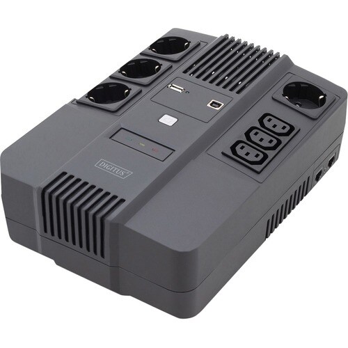 Digitus Line-interactive UPS - 600 VA/360 W - Tower/Wall Mountable - AVR - 8 Hour Recharge - 230 V AC Input - 3 x IEC 6032