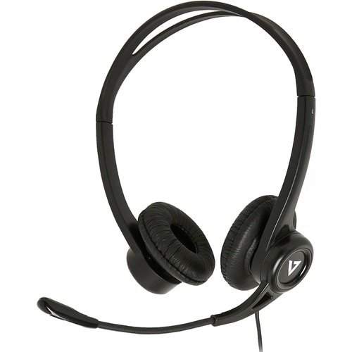 ESSENTIALS USB HEADSET W/MIC LTHR EARPADS INLINE CTRL BLACK I