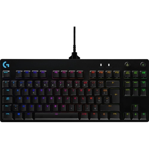 Logitech G PRO Gaming Keyboard - Cable Connectivity - USB Interface - RGB LED - French - AZERTY Layout - Black - Mechanica