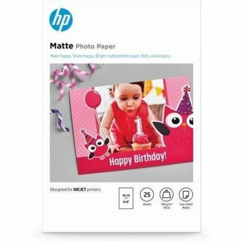 HP Tintenstrahl Fotopapier - 180 g/m² Grammage - Matt - 25er Blatt