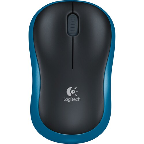 Logitech M185 Mouse - Radio Frequency - USB - Optical - 3 Button(s) - Blue - Wireless - 2.40 GHz - Scroll Wheel - Symmetri