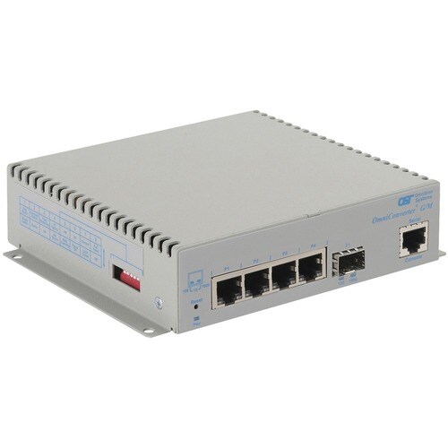 Omnitron Systems OmniConverter Managed Gigabit, MM ST, RJ-45, Ethernet Fiber Switch - 4 x 10/100/1000BASE-T, 1 x 1000BASE-