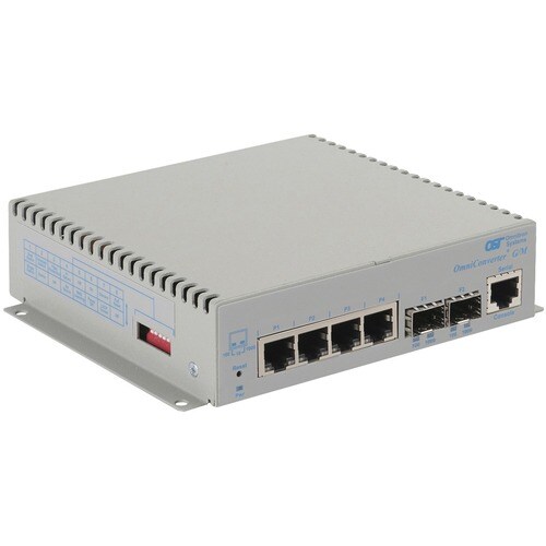 Omnitron Systems OmniConverter Managed Gigabit, MM ST, RJ-45, Ethernet Fiber Switch - 4 x 10/100/1000BASE-T, 2 x 1000BASE-