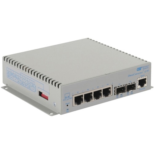 Omnitron Systems OmniConverter Managed Gigabit, MM ST, RJ-45, Ethernet Fiber Switch - 4 x 10/100/1000BASE-T, 2 x 1000BASE-