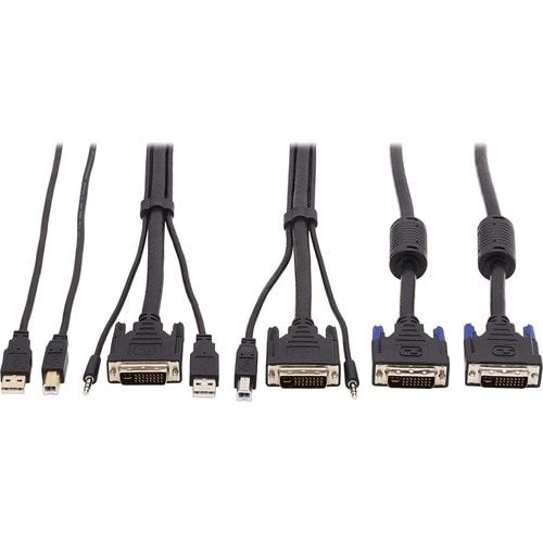 Tripp Lite by Eaton DVI KVM Cable Kit - DVI, USB, 3.5 mm Audio (3xM/3xM) + USB (M/M) + DVI (M/M), 6 ft. (1.83 m) - 6 ft KV