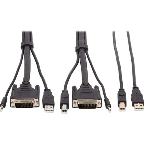 Eaton Tripp Lite Series DVI KVM Cable Kit - DVI, USB, 3.5 mm Audio (3xM/3xM) + USB (M/M), 1080p, 10 ft. (3.05 m) - 10 ft K